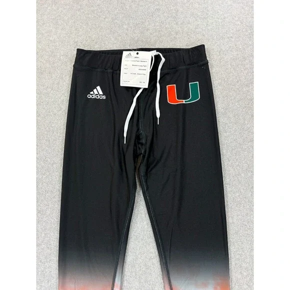 NWT Miami Hurricanes Track & Field Long Tights (Women's Medium) Black - Picture 2 of 12